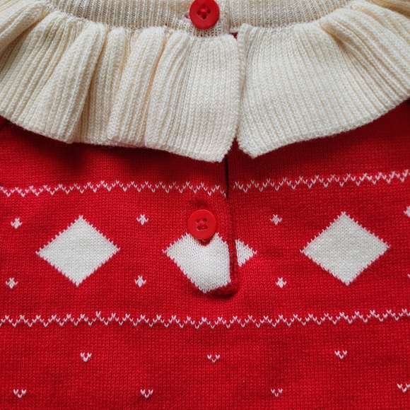 Baby Girls Fair Isle Sweater Romper Ruffled - Cat & Jack Red One Piece Bodysuit - Picture 7 of 10